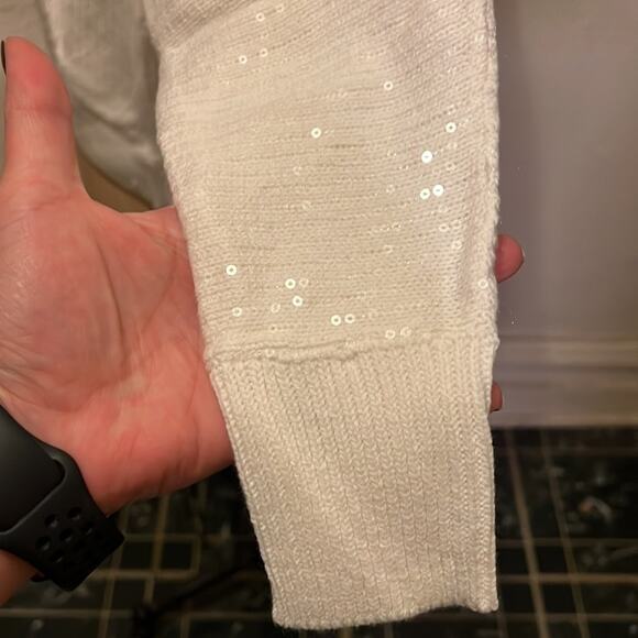 JM COLLECTION PETITE Sequin Embellished Cocoon Cardigan NEO NATURAL PXS - Picture 7 of 12